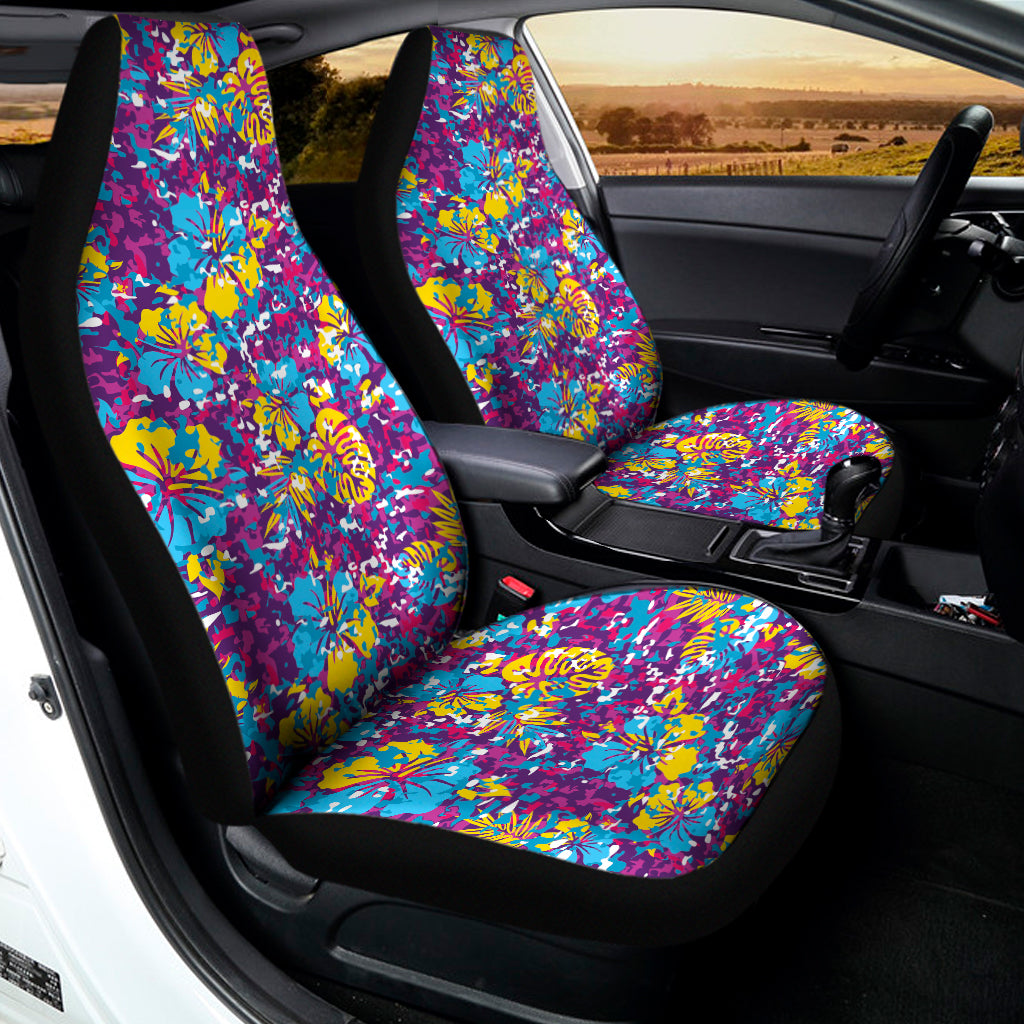 Colorful Aloha Camouflage Flower Print Universal Fit Car Seat Covers