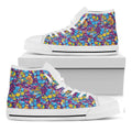 Colorful Aloha Camouflage Flower Print White High Top Sneakers