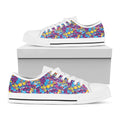 Colorful Aloha Camouflage Flower Print White Low Top Sneakers