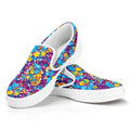 Colorful Aloha Camouflage Flower Print White Slip On Sneakers
