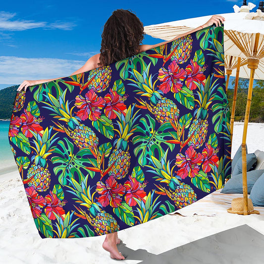 Colorful Aloha Pineapple Pattern Print Beach Sarong Wrap
