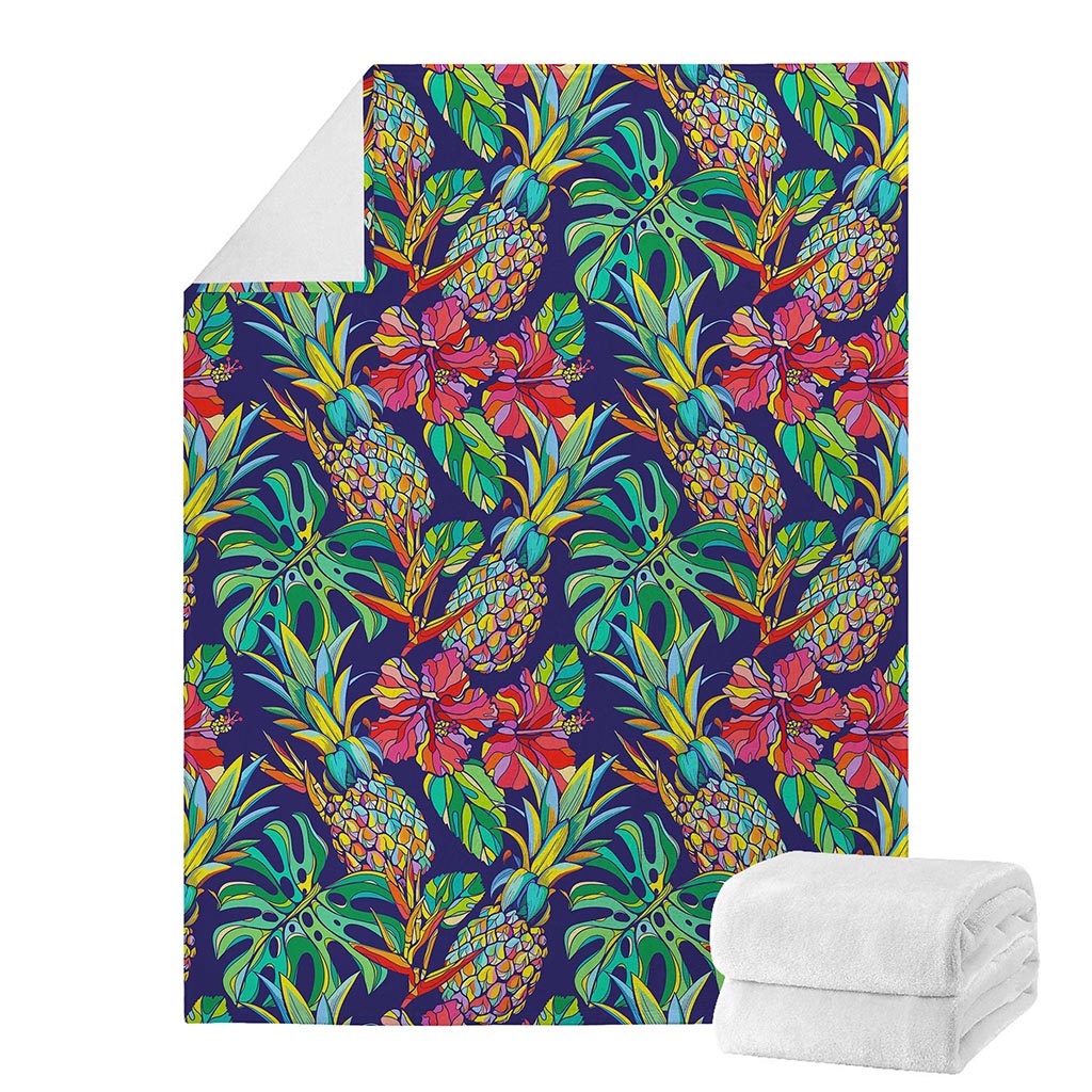 Colorful Aloha Pineapple Pattern Print Blanket