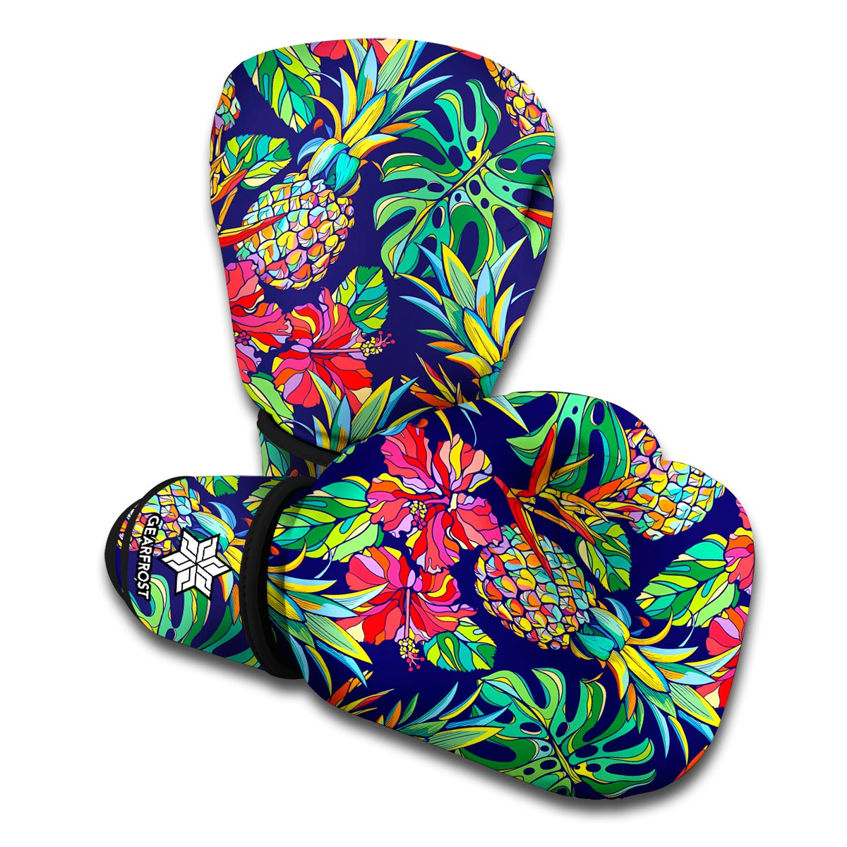 Colorful Aloha Pineapple Pattern Print Boxing Gloves