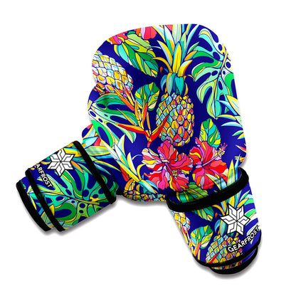 Colorful Aloha Pineapple Pattern Print Boxing Gloves