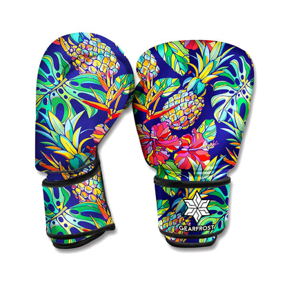 Colorful Aloha Pineapple Pattern Print Boxing Gloves