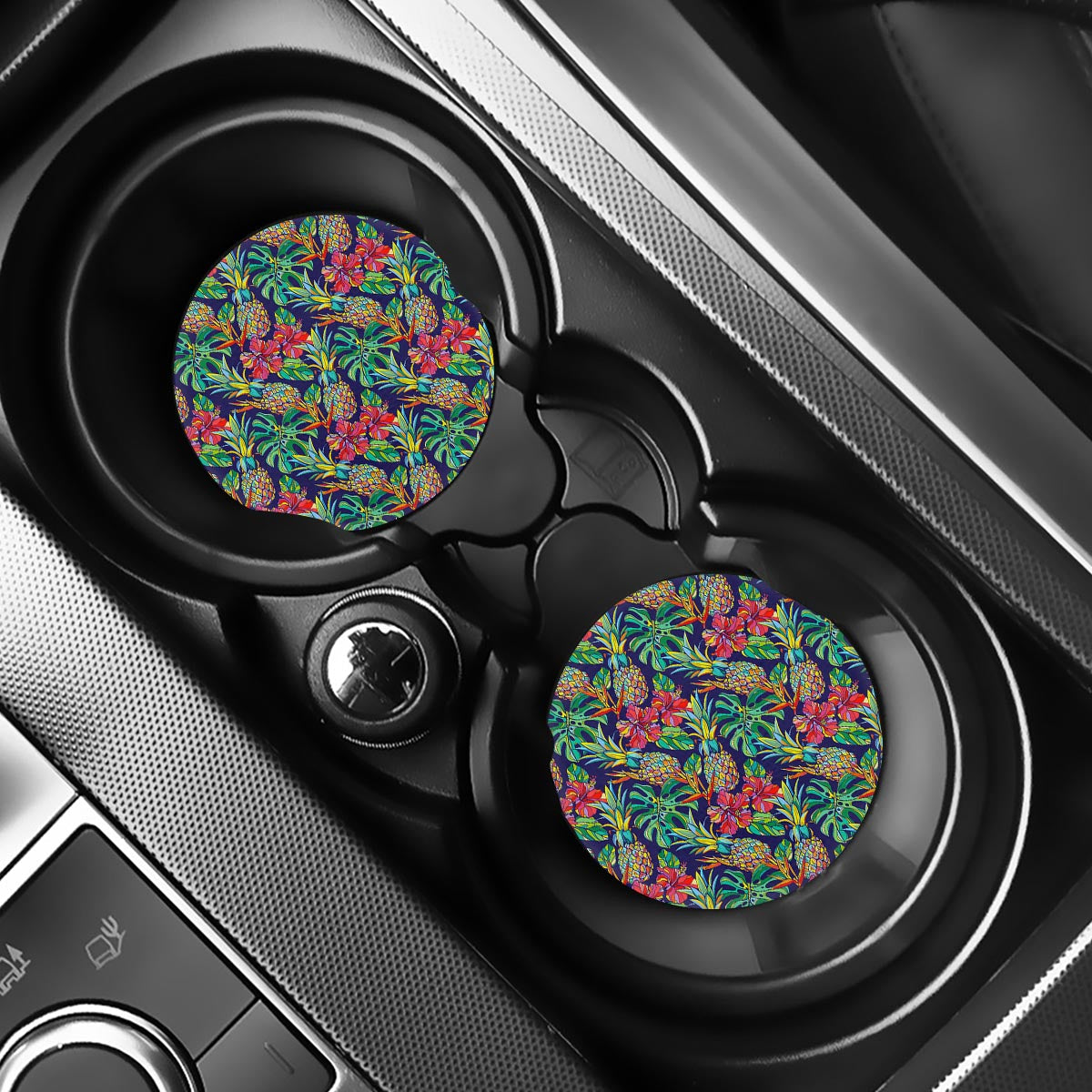 Colorful Aloha Pineapple Pattern Print Car Coasters