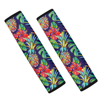 Colorful Aloha Pineapple Pattern Print Car Seat Belt Covers