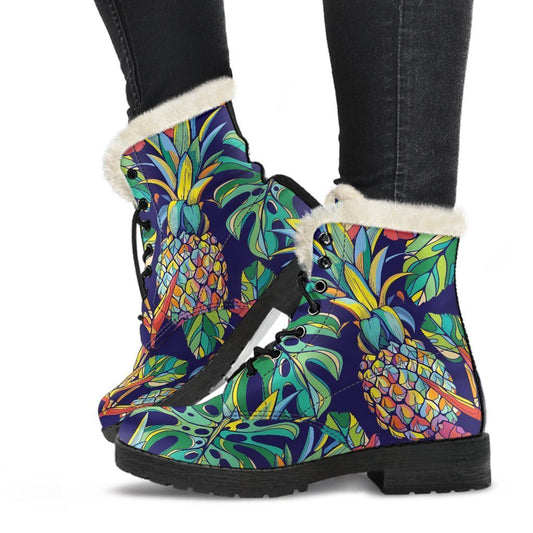 Colorful Aloha Pineapple Pattern Print Comfy Boots GearFrost