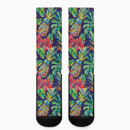 Colorful Aloha Pineapple Pattern Print Crew Socks