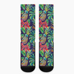 Colorful Aloha Pineapple Pattern Print Crew Socks