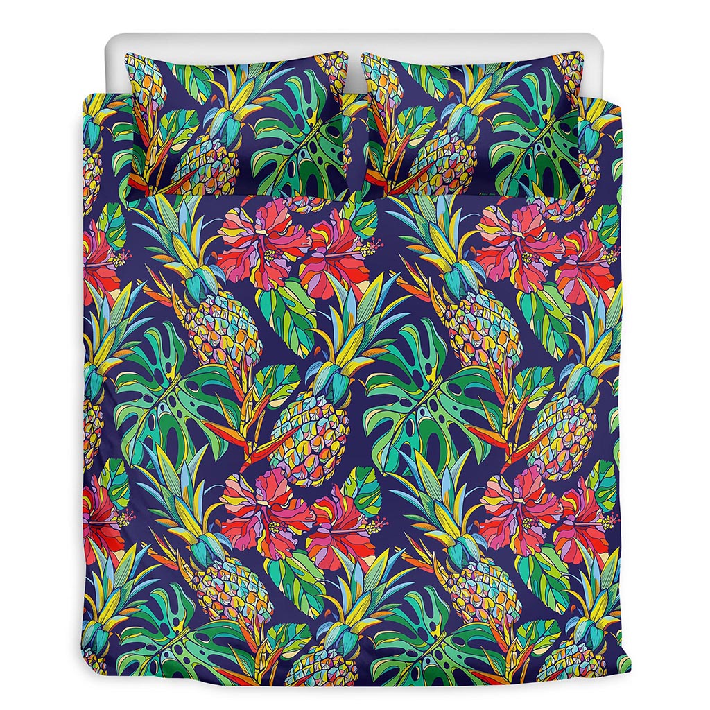 Colorful Aloha Pineapple Pattern Print Duvet Cover Bedding Set
