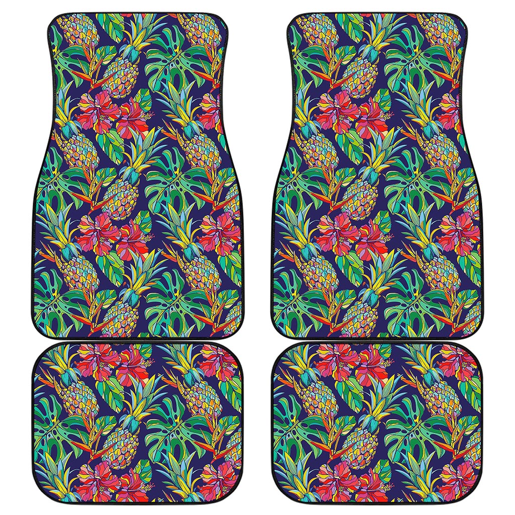 Colorful Aloha Pineapple Pattern Print Front and Back Car Floor Mats