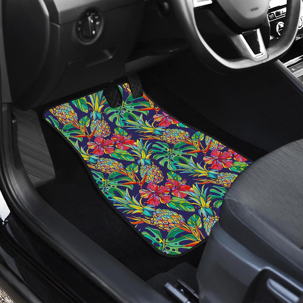 Colorful Aloha Pineapple Pattern Print Front and Back Car Floor Mats