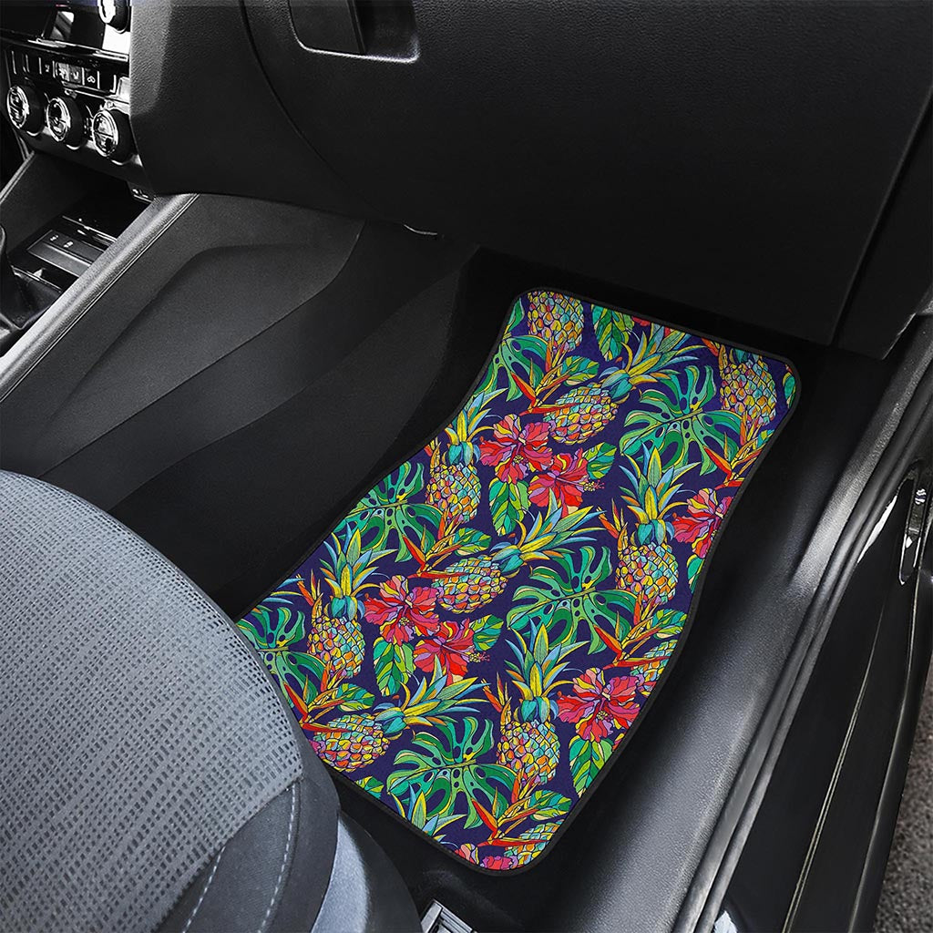 Colorful Aloha Pineapple Pattern Print Front and Back Car Floor Mats