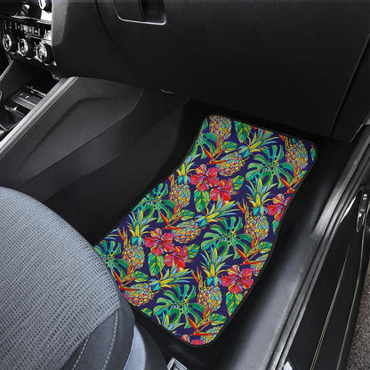 Colorful Aloha Pineapple Pattern Print Front and Back Car Floor Mats