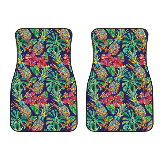 Colorful Aloha Pineapple Pattern Print Front Car Floor Mats