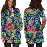 Colorful Aloha Pineapple Pattern Print Hoodie Dress GearFrost