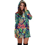 Colorful Aloha Pineapple Pattern Print Hoodie Dress GearFrost
