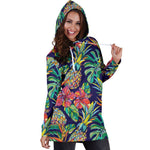 Colorful Aloha Pineapple Pattern Print Hoodie Dress GearFrost