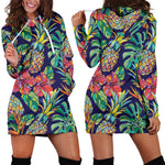 Colorful Aloha Pineapple Pattern Print Hoodie Dress GearFrost