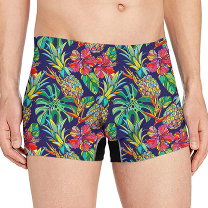 Colorful Aloha Pineapple Pattern Print Men's Boxer Briefs