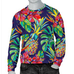 Colorful Aloha Pineapple Pattern Print Men's Crewneck Sweatshirt GearFrost