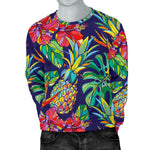 Colorful Aloha Pineapple Pattern Print Men's Crewneck Sweatshirt GearFrost