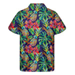 Colorful Aloha Pineapple Pattern Print Men's Short Sleeve Shirt