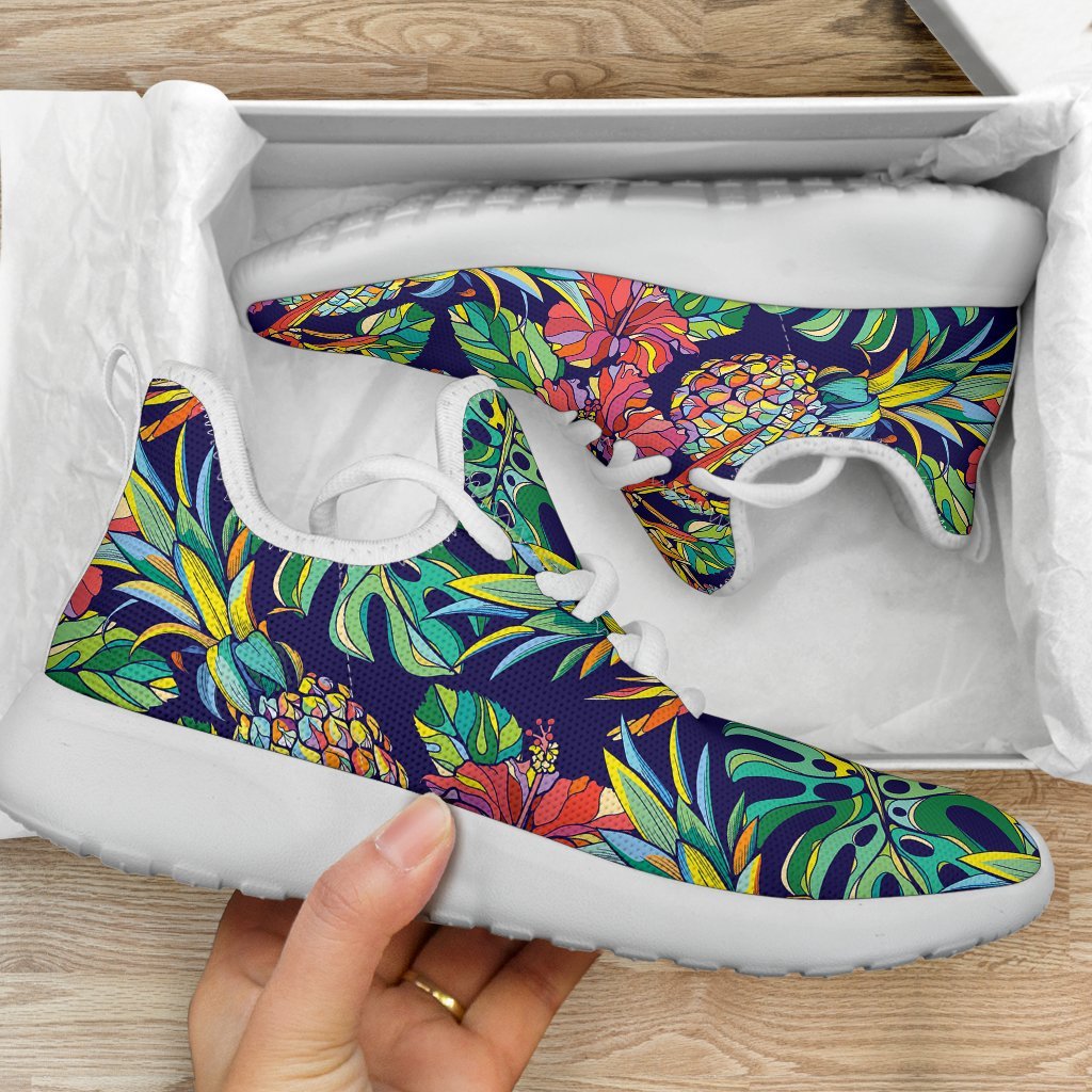 Colorful Aloha Pineapple Pattern Print Mesh Knit Shoes GearFrost