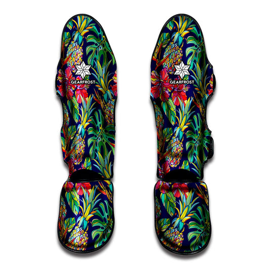 Colorful Aloha Pineapple Pattern Print Muay Thai Shin Guard