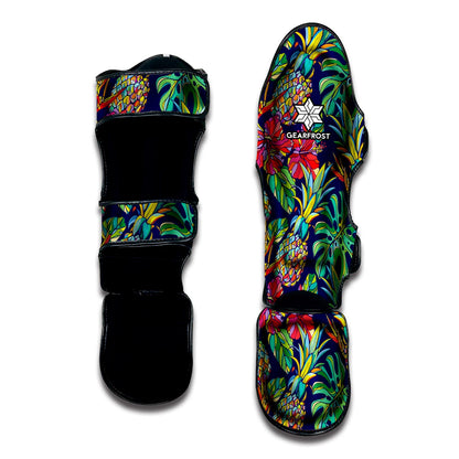 Colorful Aloha Pineapple Pattern Print Muay Thai Shin Guard