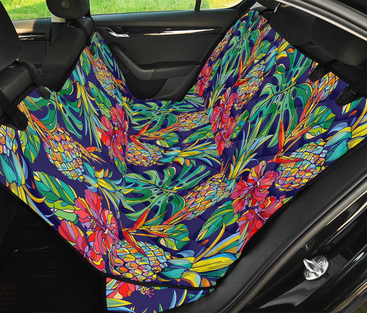 Colorful Aloha Pineapple Pattern Print Pet Car Back Seat Cover
