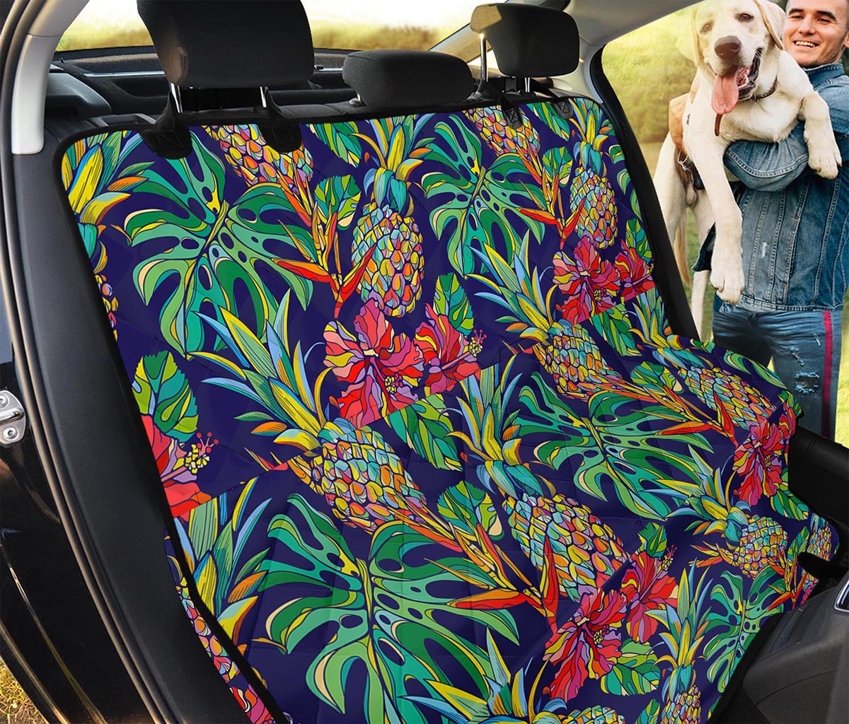 Colorful Aloha Pineapple Pattern Print Pet Car Back Seat Cover