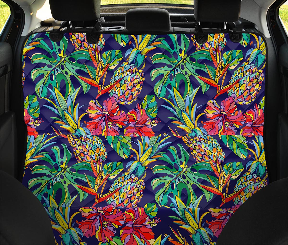 Colorful Aloha Pineapple Pattern Print Pet Car Back Seat Cover