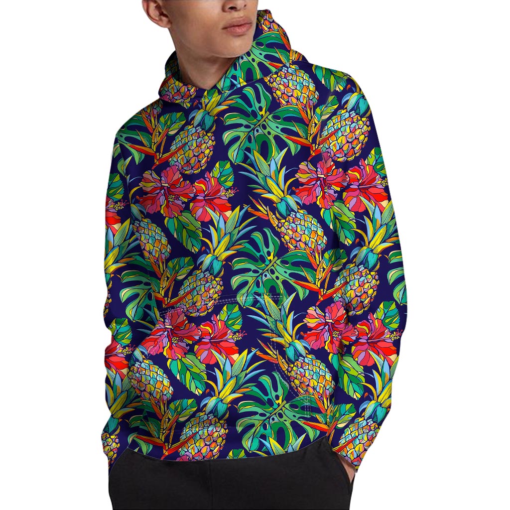 Colorful Aloha Pineapple Pattern Print Pullover Hoodie
