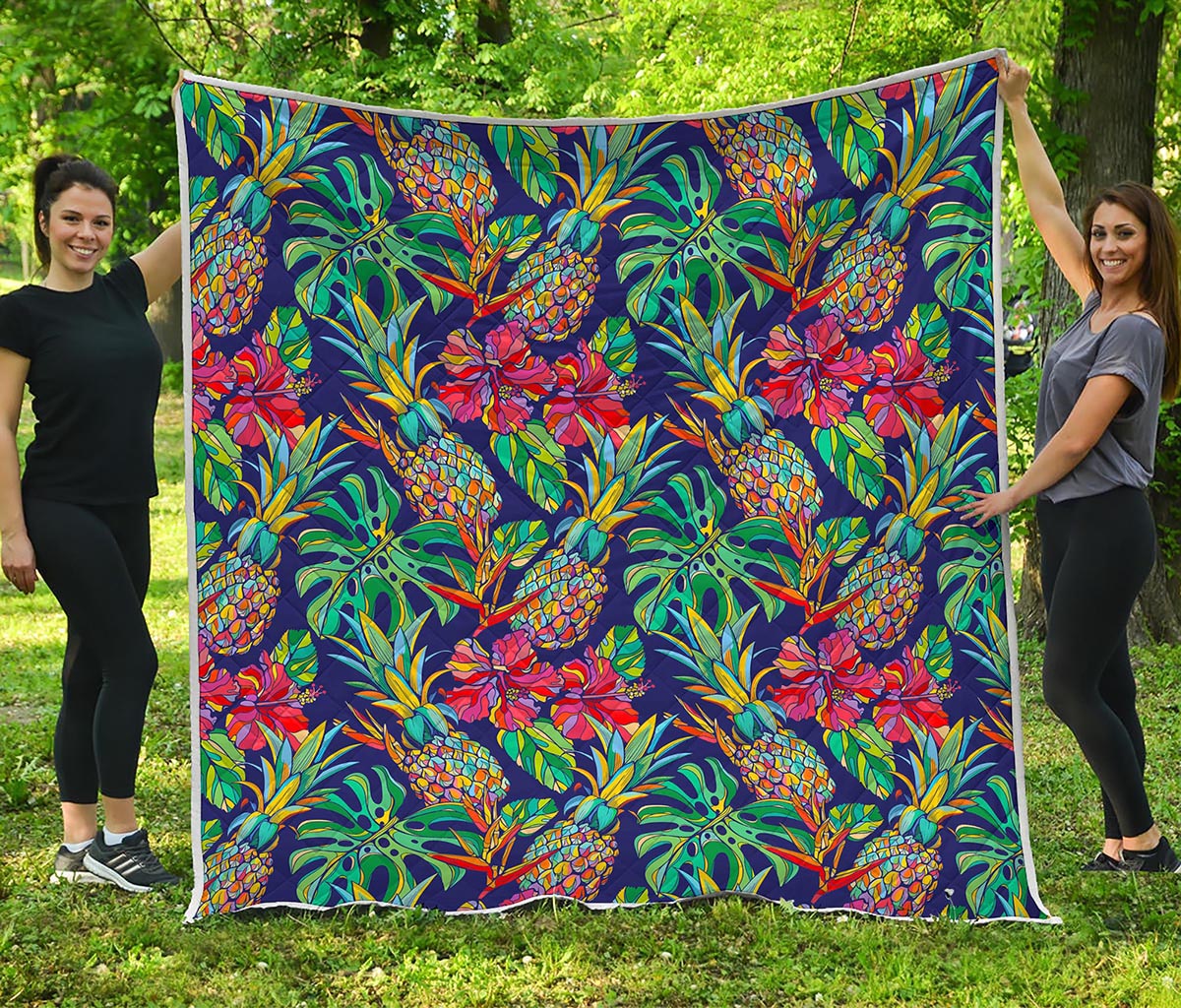 Colorful Aloha Pineapple Pattern Print Quilt