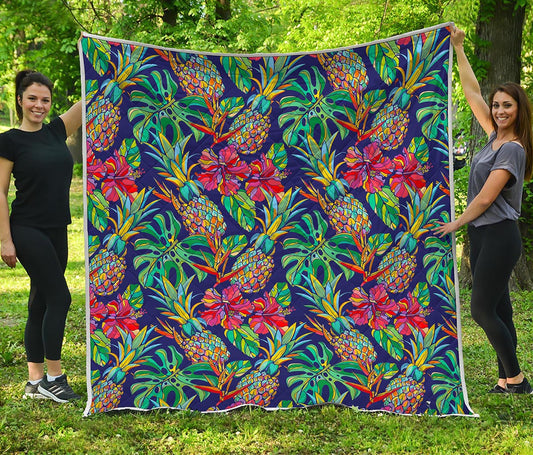 Colorful Aloha Pineapple Pattern Print Quilt