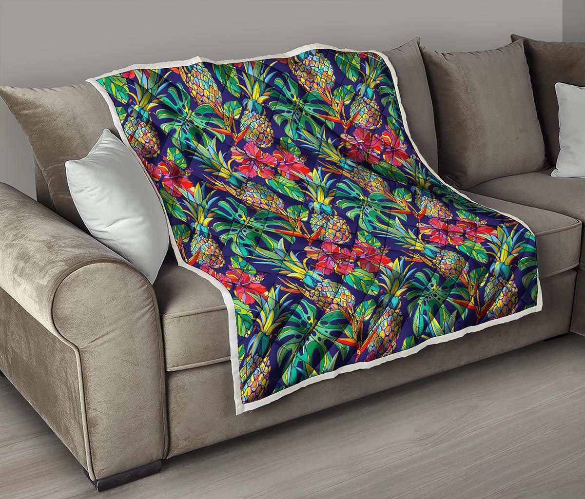 Colorful Aloha Pineapple Pattern Print Quilt