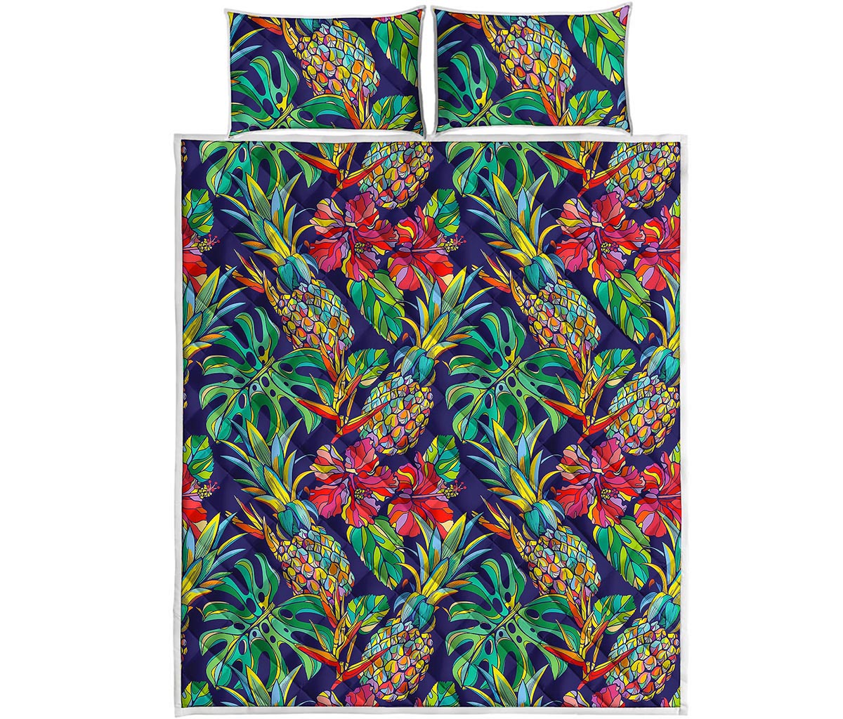 Colorful Aloha Pineapple Pattern Print Quilt Bed Set