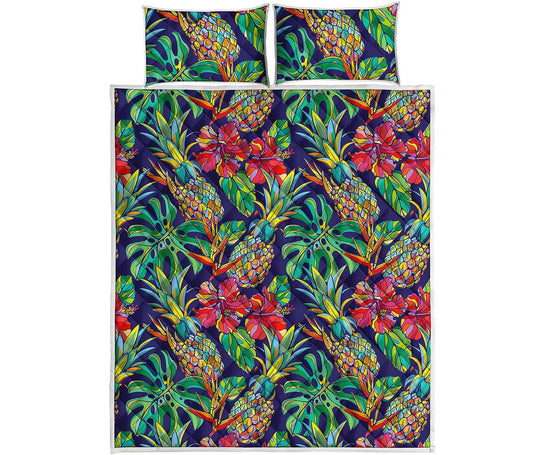 Colorful Aloha Pineapple Pattern Print Quilt Bed Set