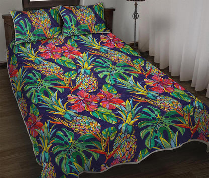 Colorful Aloha Pineapple Pattern Print Quilt Bed Set