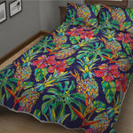 Colorful Aloha Pineapple Pattern Print Quilt Bed Set