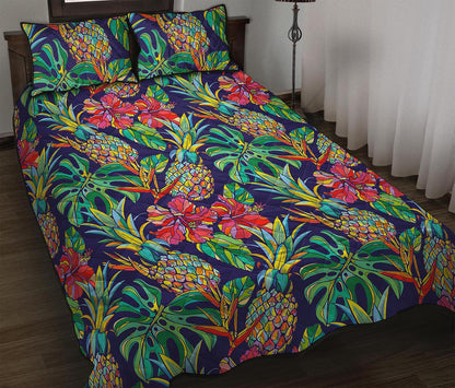 Colorful Aloha Pineapple Pattern Print Quilt Bed Set