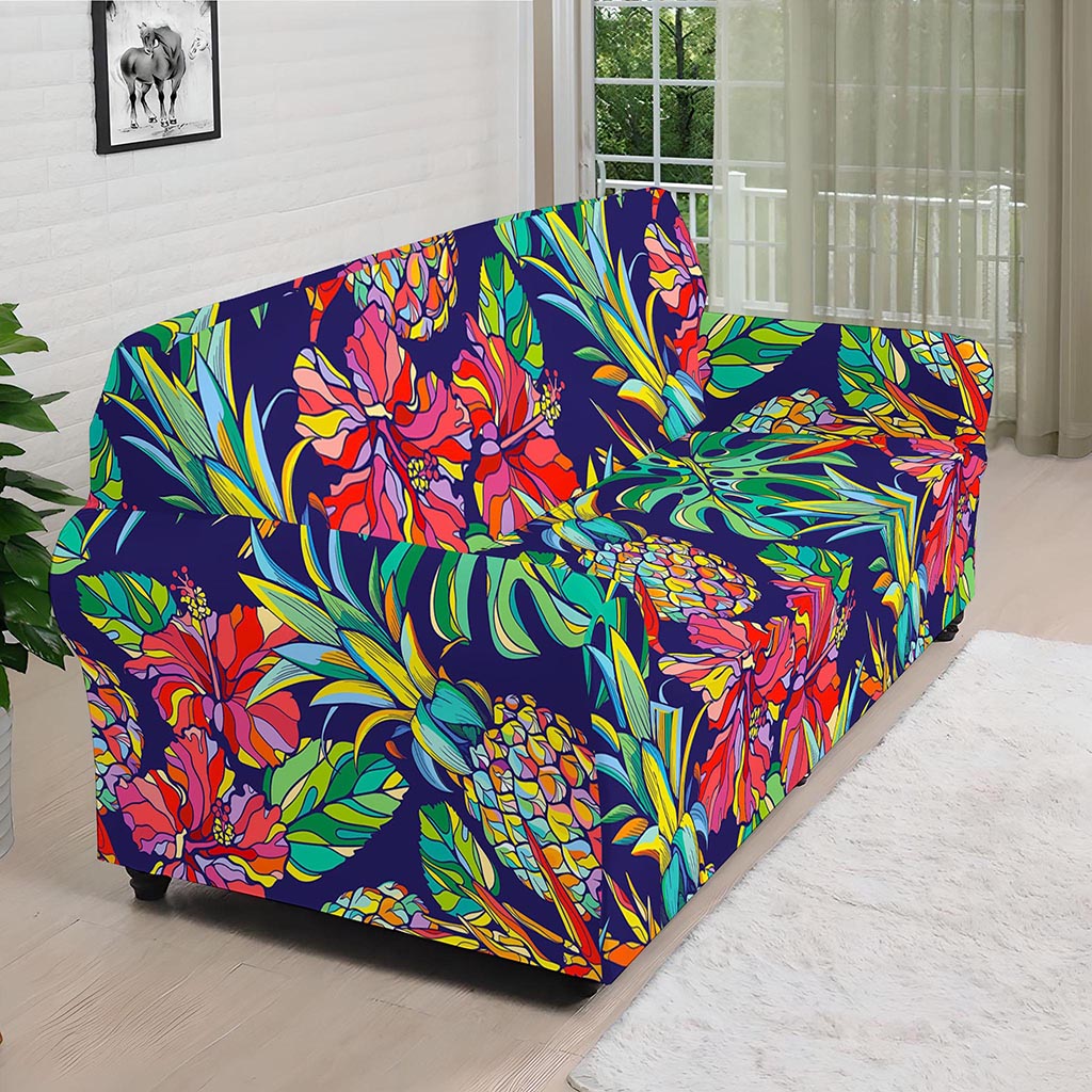 Colorful Aloha Pineapple Pattern Print Sofa Cover