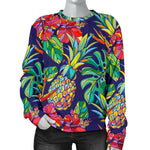 Colorful Aloha Pineapple Pattern Print Women's Crewneck Sweatshirt GearFrost