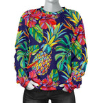 Colorful Aloha Pineapple Pattern Print Women's Crewneck Sweatshirt GearFrost