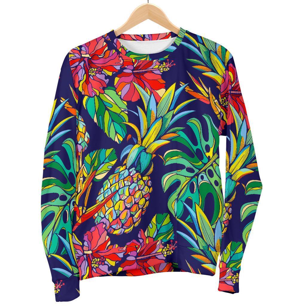 Colorful Aloha Pineapple Pattern Print Women's Crewneck Sweatshirt GearFrost