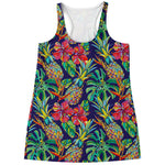 Colorful Aloha Pineapple Pattern Print Women's Racerback Tank Top