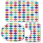 Colorful Argyle Pattern Print 3 Piece Bath Mat Set