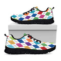 Colorful Argyle Pattern Print Black Running Shoes